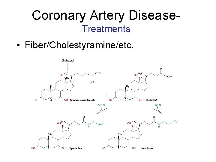 Coronary Artery Disease. Treatments • Fiber/Cholestyramine/etc. 