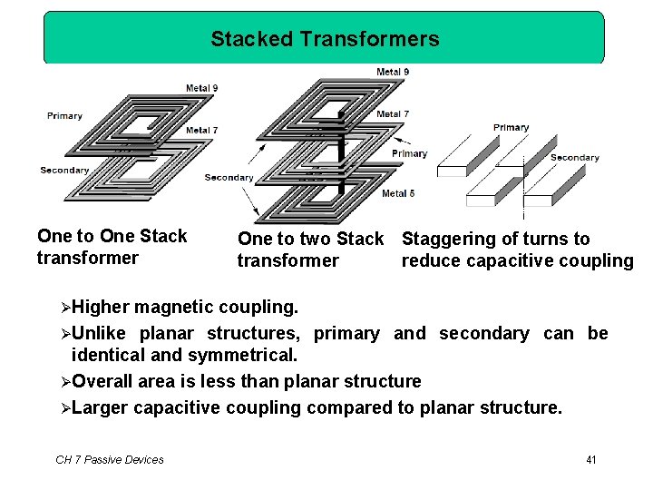 Stacked Transformers One to One Stack transformer One to two Stack Staggering of turns