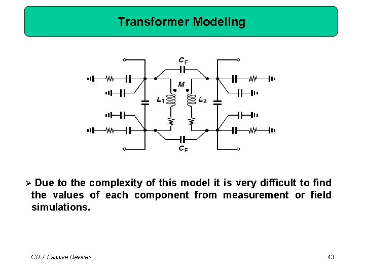Transformer Modeling Due to the complexity of this model it is very difficult to
