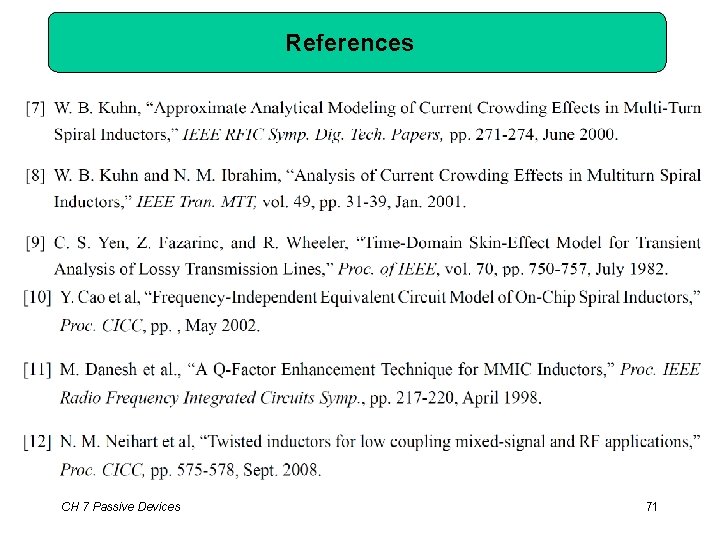 References CH 7 Passive Devices 71 