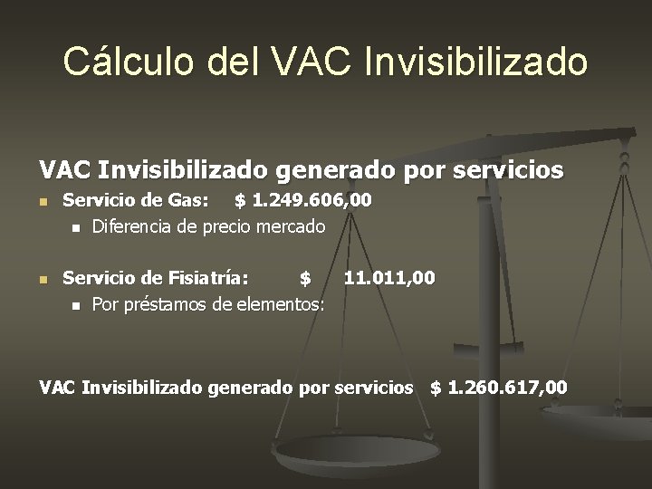 Cálculo del VAC Invisibilizado generado por servicios n n Servicio de Gas: $ 1. Cálculo del VAC Invisibilizado generado por servicios n n Servicio de Gas: $ 1.