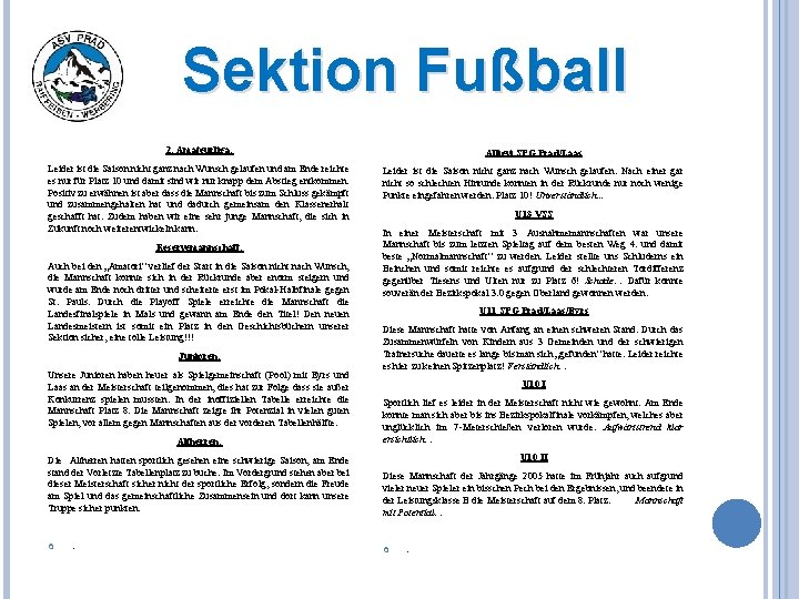 Sektion Fußball 2. Amateurliga: Allievi SPG Prad/Laas Leider ist die Saison nicht ganz nach