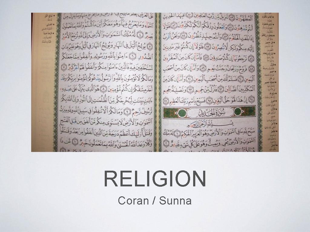 RELIGION Coran / Sunna 