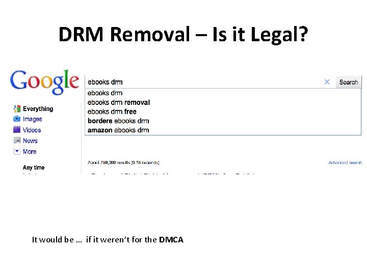 DRM Removal – Is it Legal? • ITIItwoud. IIIt. I It would be …