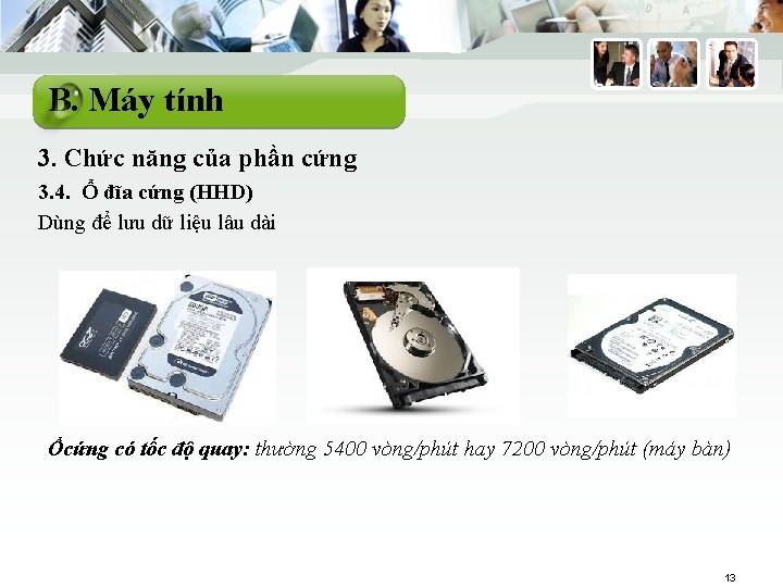 B. Máy tính 3. Chức năng của phần cứng 3. 4. Ổ đĩa cứng B. Máy tính 3. Chức năng của phần cứng 3. 4. Ổ đĩa cứng