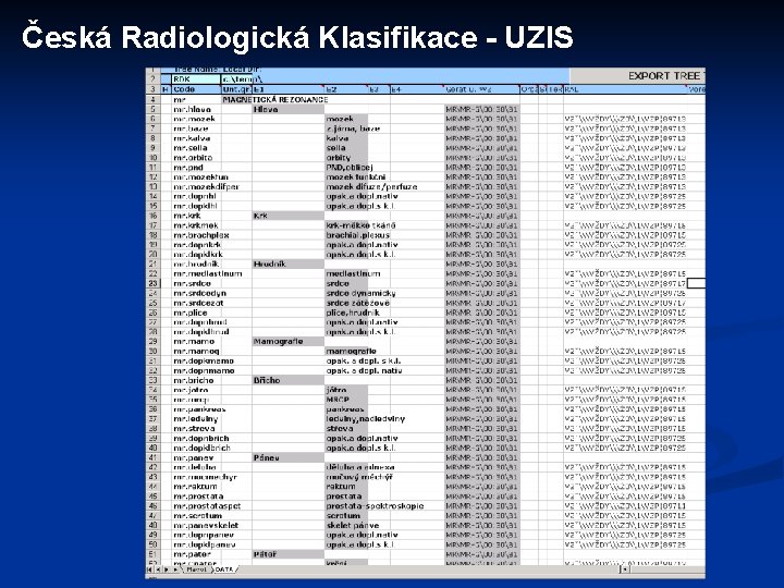 Česká Radiologická Klasifikace - UZIS 