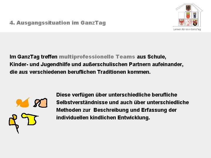 4. Ausgangssituation im Ganz. Tag Im Ganz. Tag treffen multiprofessionelle Teams aus Schule, Kinder-