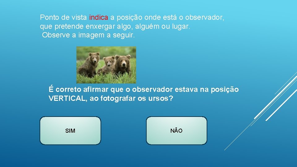 Ponto de vista indica a posição onde está o observador, que pretende enxergar algo,