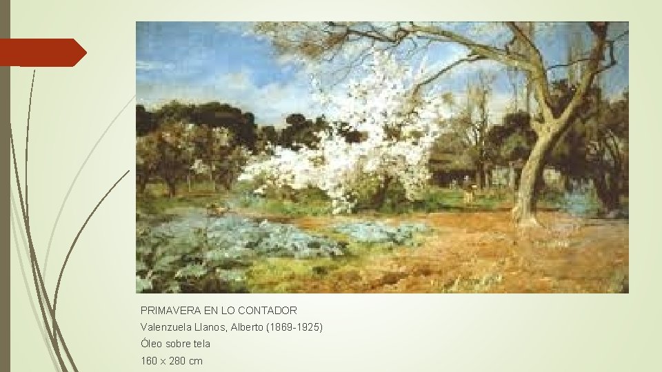 PRIMAVERA EN LO CONTADOR Valenzuela Llanos, Alberto (1869 -1925) Óleo sobre tela 160 x