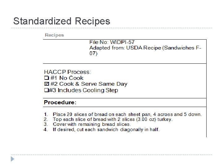 Standardized Recipes 