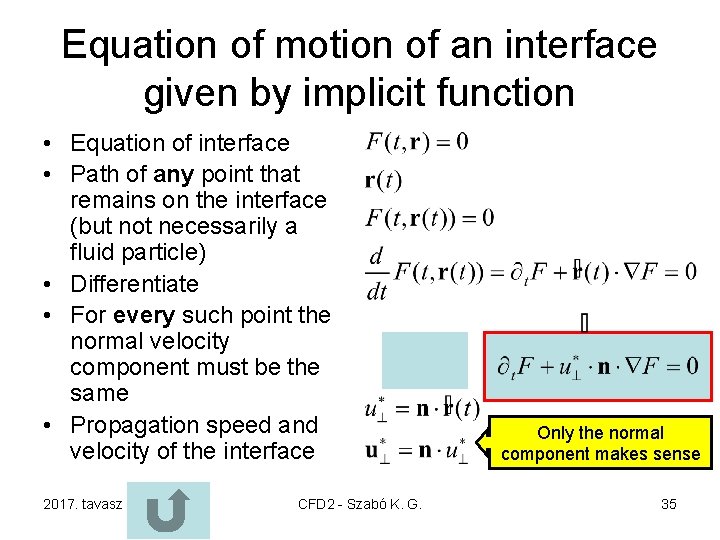 Equation of motion of an interface given by implicit function • Equation of interface