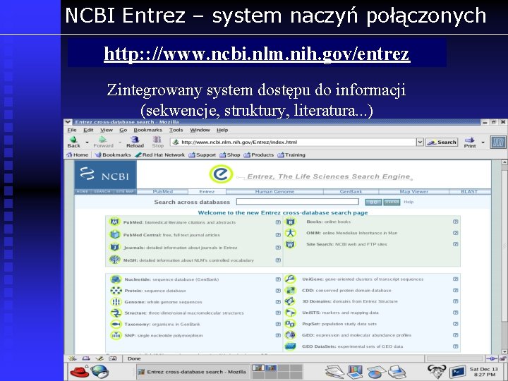 NCBI Entrez – system naczyń połączonych http: : //www. ncbi. nlm. nih. gov/entrez Zintegrowany