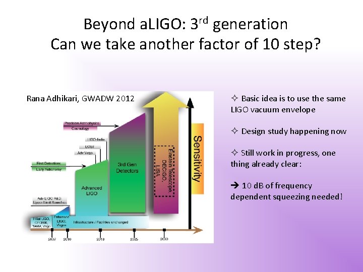 Beyond a. LIGO: 3 rd generation Can we take another factor of 10 step?