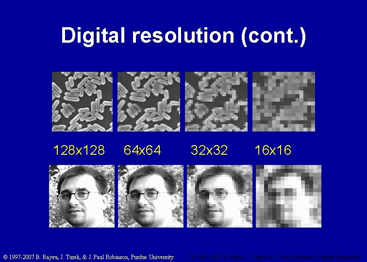 Digital resolution (cont. ) 128 x 128 64 x 64 32 x 32 16