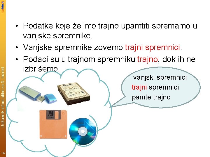 Udžbenik informatike za 5. razred 14 • Podatke koje želimo trajno upamtiti spremamo u