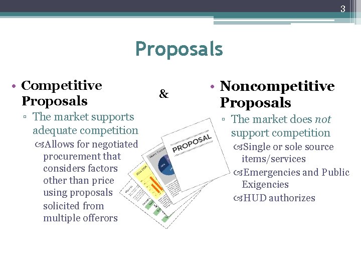 3 Proposals • Competitive Proposals ▫ The market supports adequate competition Allows for negotiated