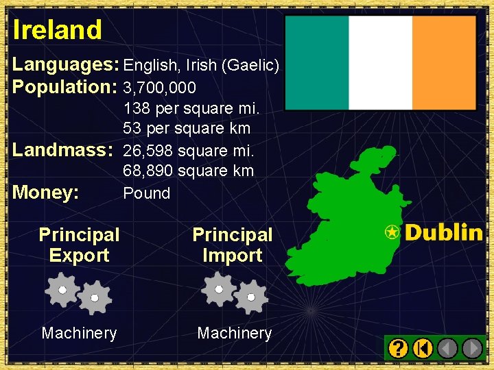 Ireland Languages: English, Irish (Gaelic) Population: 3, 700, 000 138 per square mi. 53