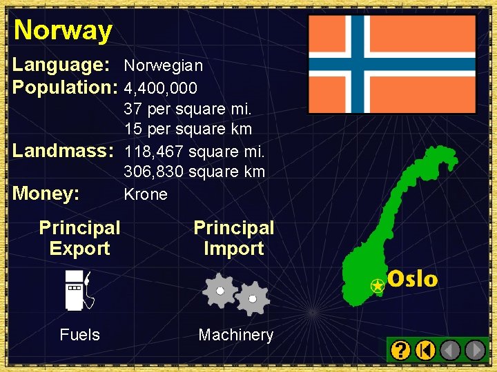 Norway Language: Norwegian Population: 4, 400, 000 37 per square mi. 15 per square