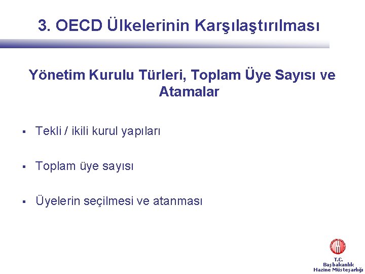 3. OECD Ülkelerinin Karşılaştırılması Yönetim Kurulu Türleri, Toplam Üye Sayısı ve Atamalar § Tekli