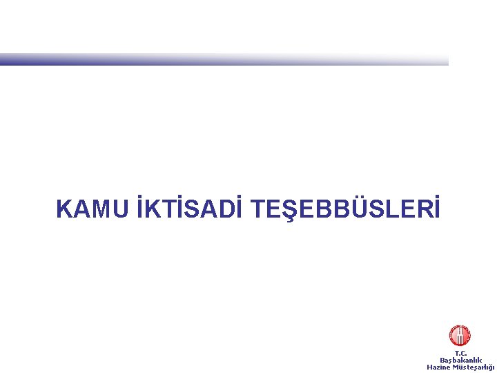 KAMU İKTİSADİ TEŞEBBÜSLERİ T. C. Başbakanlık Hazine Müsteşarlığı 