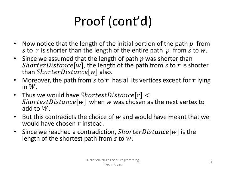 Proof (cont’d) • Data Structures and Programming Techniques 34 Proof (cont’d) • Data Structures and Programming Techniques 34