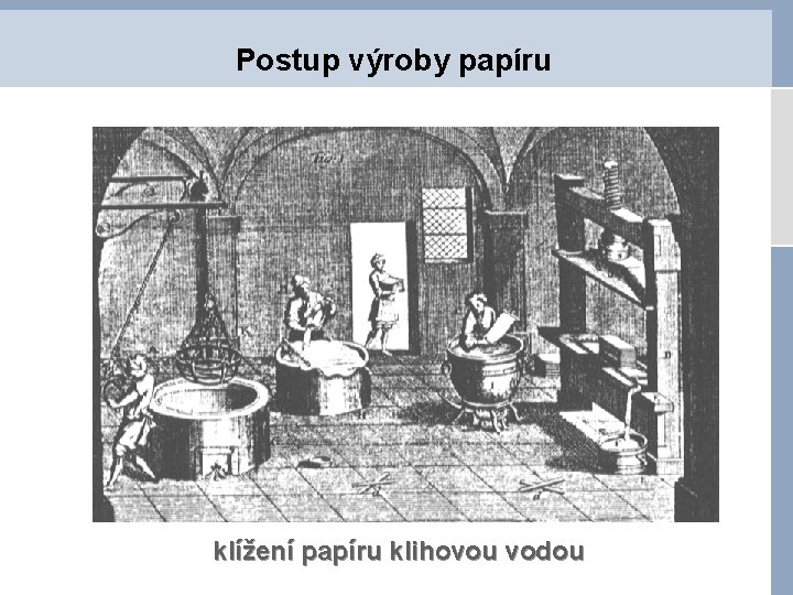 Postup výroby papíru klížení papíru klihovou vodou 