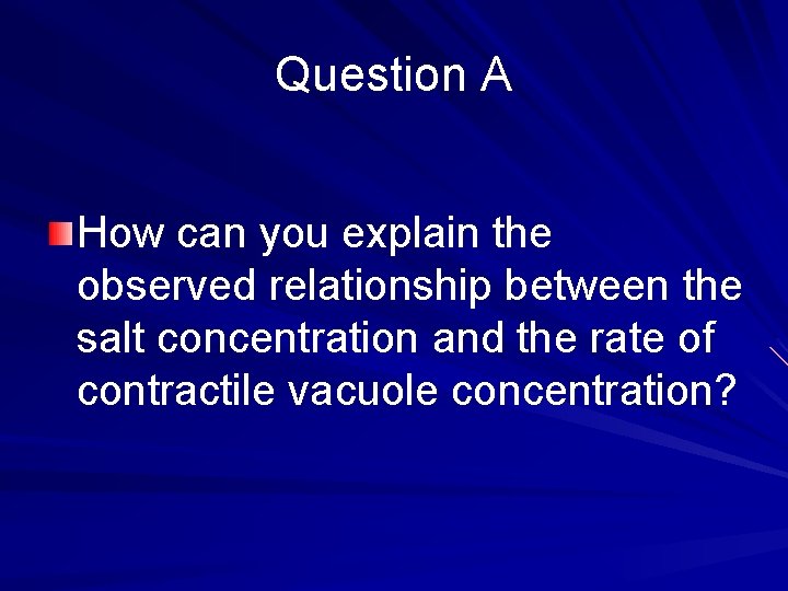Question A How can you explain the observed relationship between the salt concentration and
