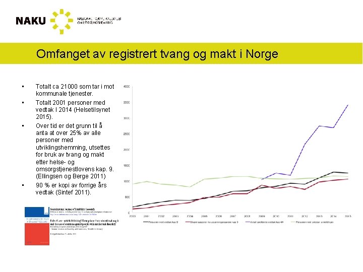 Omfanget av registrert tvang og makt i Norge • • Totalt ca 21000 som