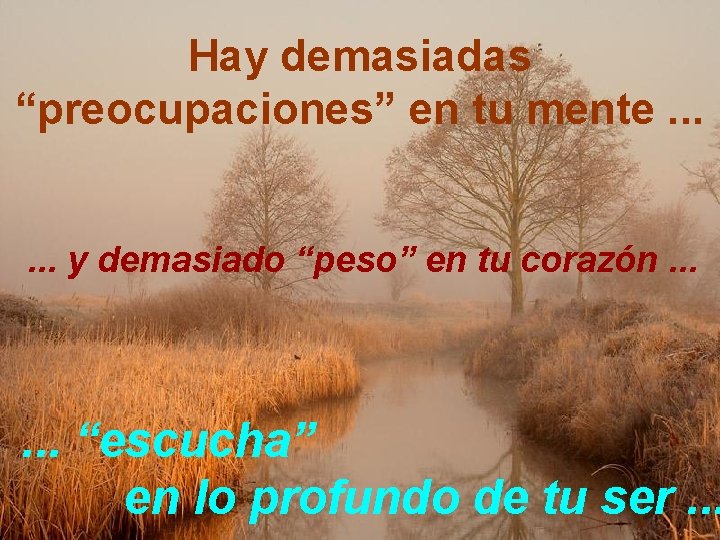 Hay demasiadas “preocupaciones” en tu mente. . . y demasiado “peso” en tu corazón.