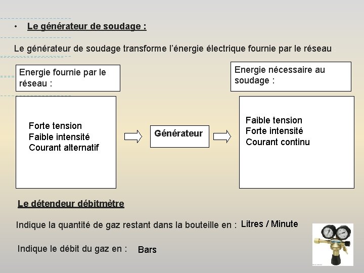  • Le générateur de soudage : Le générateur de soudage transforme l’énergie électrique