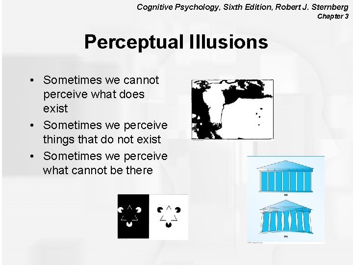 Cognitive Psychology, Sixth Edition, Robert J. Sternberg Chapter 3 Perceptual Illusions • Sometimes we
