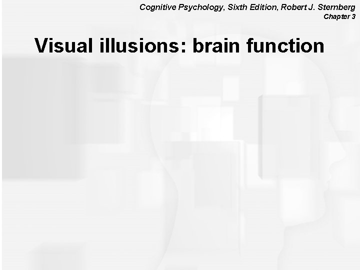 Cognitive Psychology, Sixth Edition, Robert J. Sternberg Chapter 3 Visual illusions: brain function 