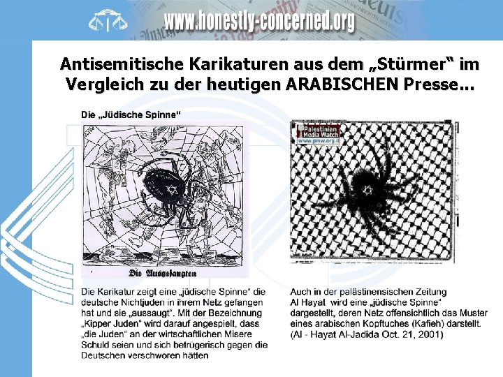 Antisemitische Karikaturen aus dem „Stürmer“ im Vergleich zu der heutigen ARABISCHEN Presse. . .