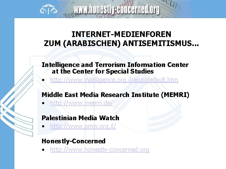 INTERNET-MEDIENFOREN ZUM (ARABISCHEN) ANTISEMITISMUS. . . Intelligence and Terrorism Information Center at the Center