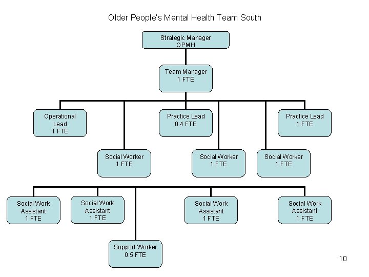 Older People’s Mental Health Team South Strategic Manager OPMH Team Manager 1 FTE Operational