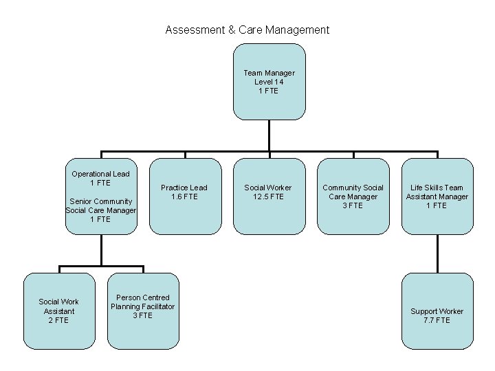 Assessment & Care Management Team Manager Level 14 1 FTE Operational Lead 1 FTE