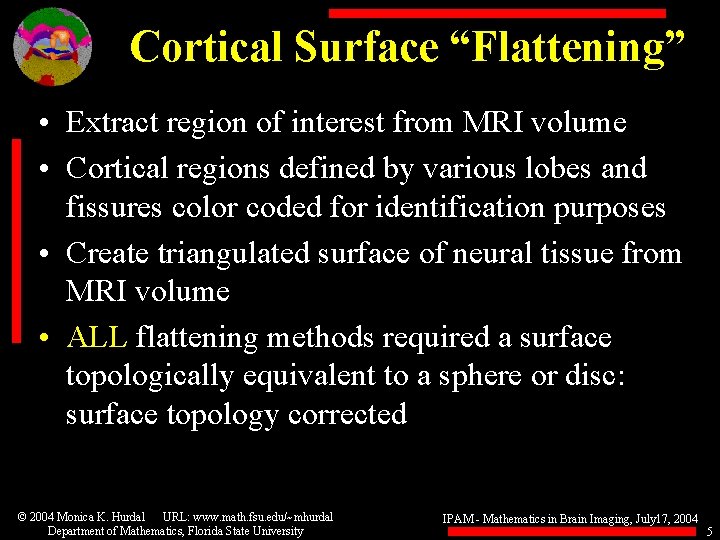 Cortical Surface “Flattening” • Extract region of interest from MRI volume • Cortical regions