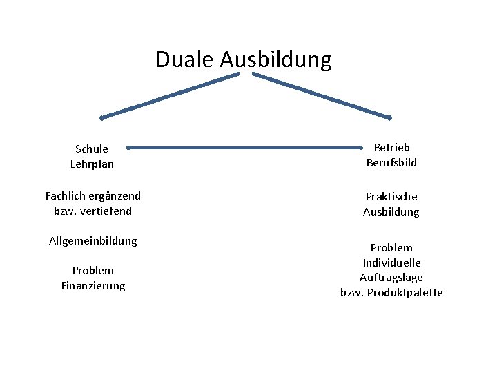 Duale Ausbildung Schule Lehrplan Betrieb Berufsbild Fachlich ergänzend bzw. vertiefend Praktische Ausbildung Allgemeinbildung Problem