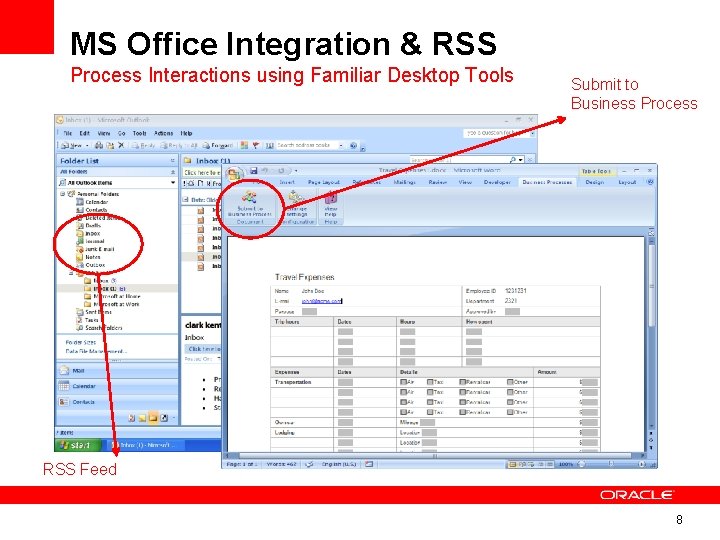 MS Office Integration & RSS Process Interactions using Familiar Desktop Tools Submit to Business