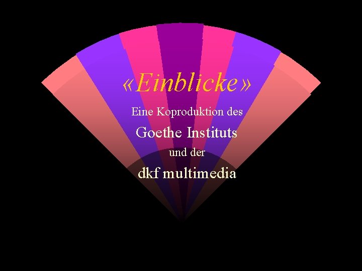  «Einblicke» Eine Koproduktion des Goethe Instituts und der dkf multimedia 
