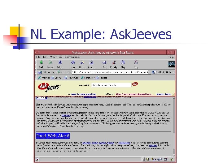 NL Example: Ask. Jeeves 
