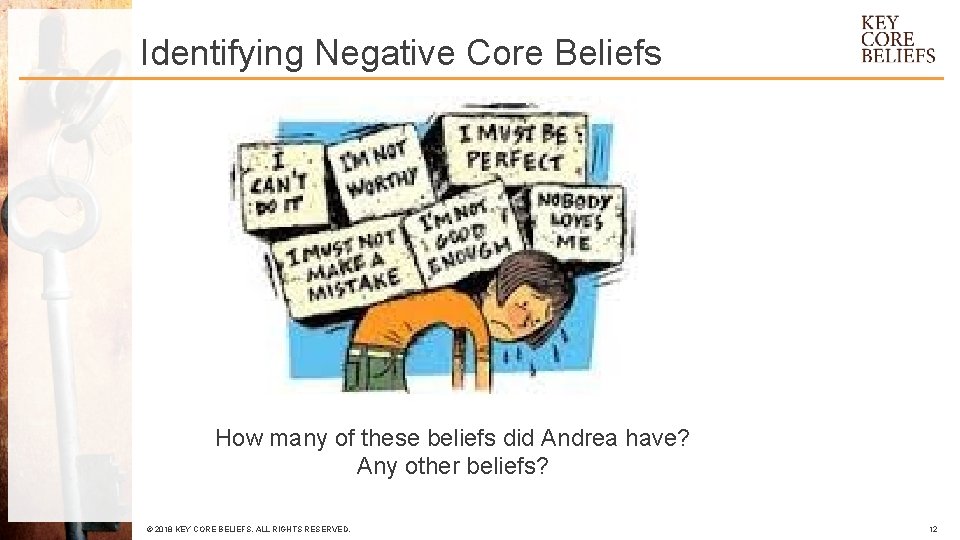 Identifying Negative Core Beliefs How many of these beliefs did Andrea have? Any other