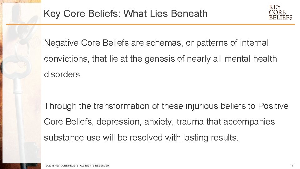 Key Core Beliefs: What Lies Beneath Negative Core Beliefs are schemas, or patterns of