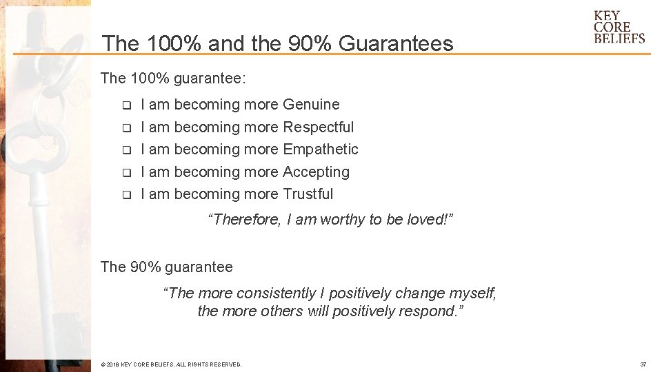 The 100% and the 90% Guarantees The 100% guarantee: q q q I am