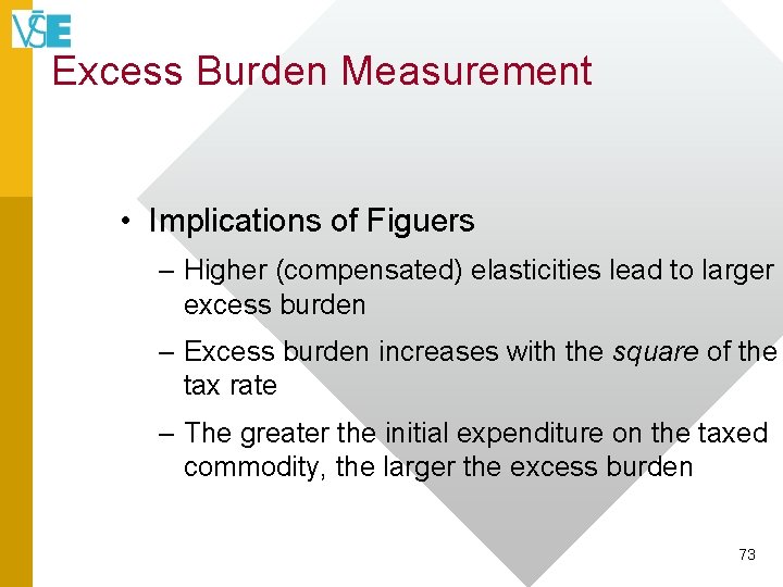 Excess Burden Measurement • Implications of Figuers – Higher (compensated) elasticities lead to larger