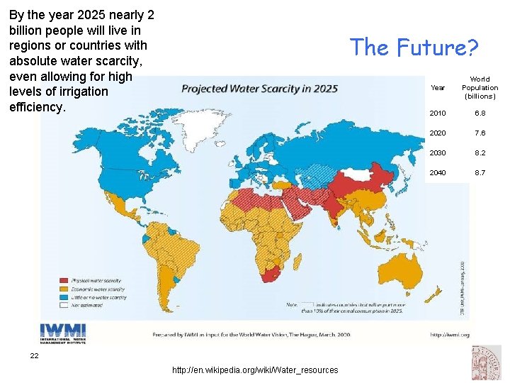 By the year 2025 nearly 2 billion people will live in regions or countries