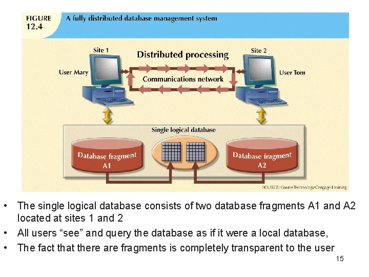  • The single logical database consists of two database fragments A 1 and