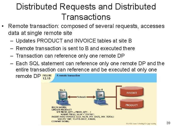 Distributed Requests and Distributed Transactions • Remote transaction: composed of several requests, accesses data