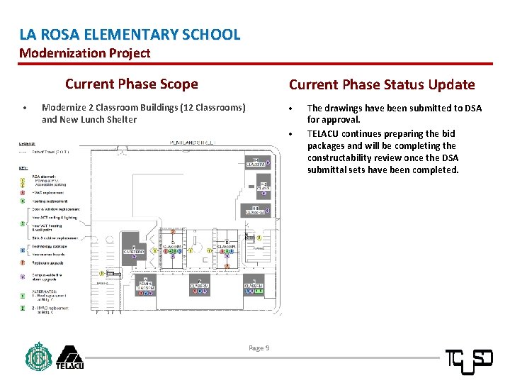 LA ROSA ELEMENTARY SCHOOL Modernization Project Current Phase Scope • Current Phase Status Update