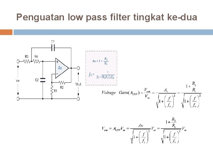 Penguatan low pass filter tingkat ke-dua 